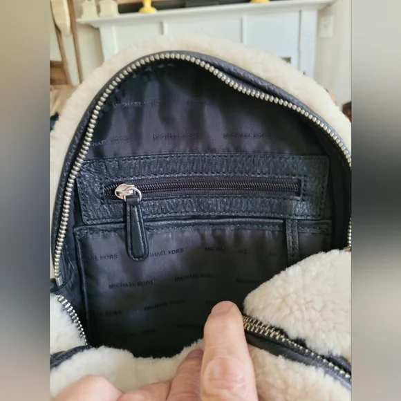 Michael Kors Shearling Backpack in Cream by Michael Kors] - Picture 6 of 8